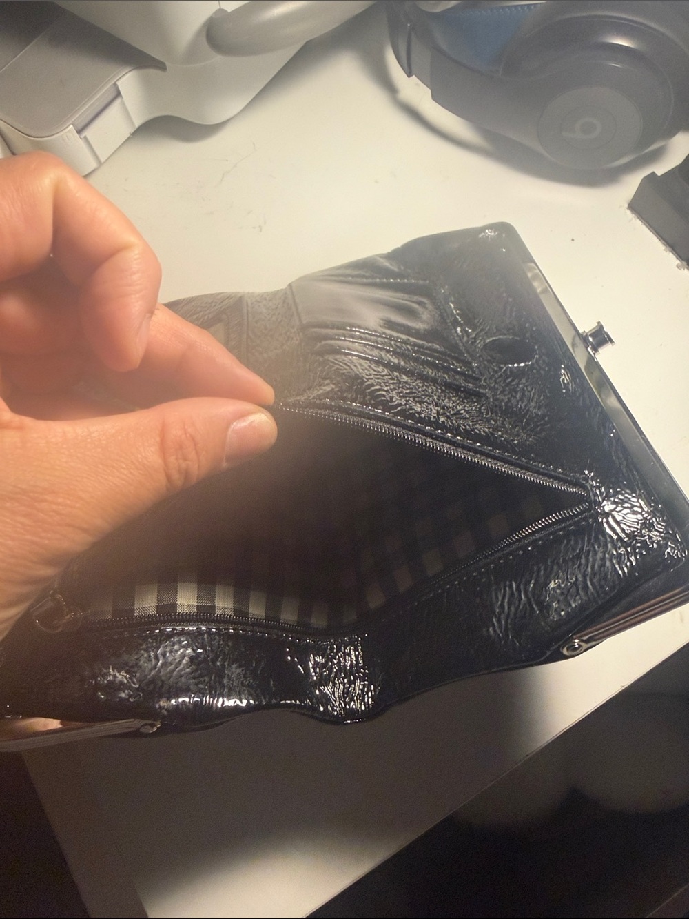 HOBO Black Patent Leather Wallet Clutch - Picture 4 of 5